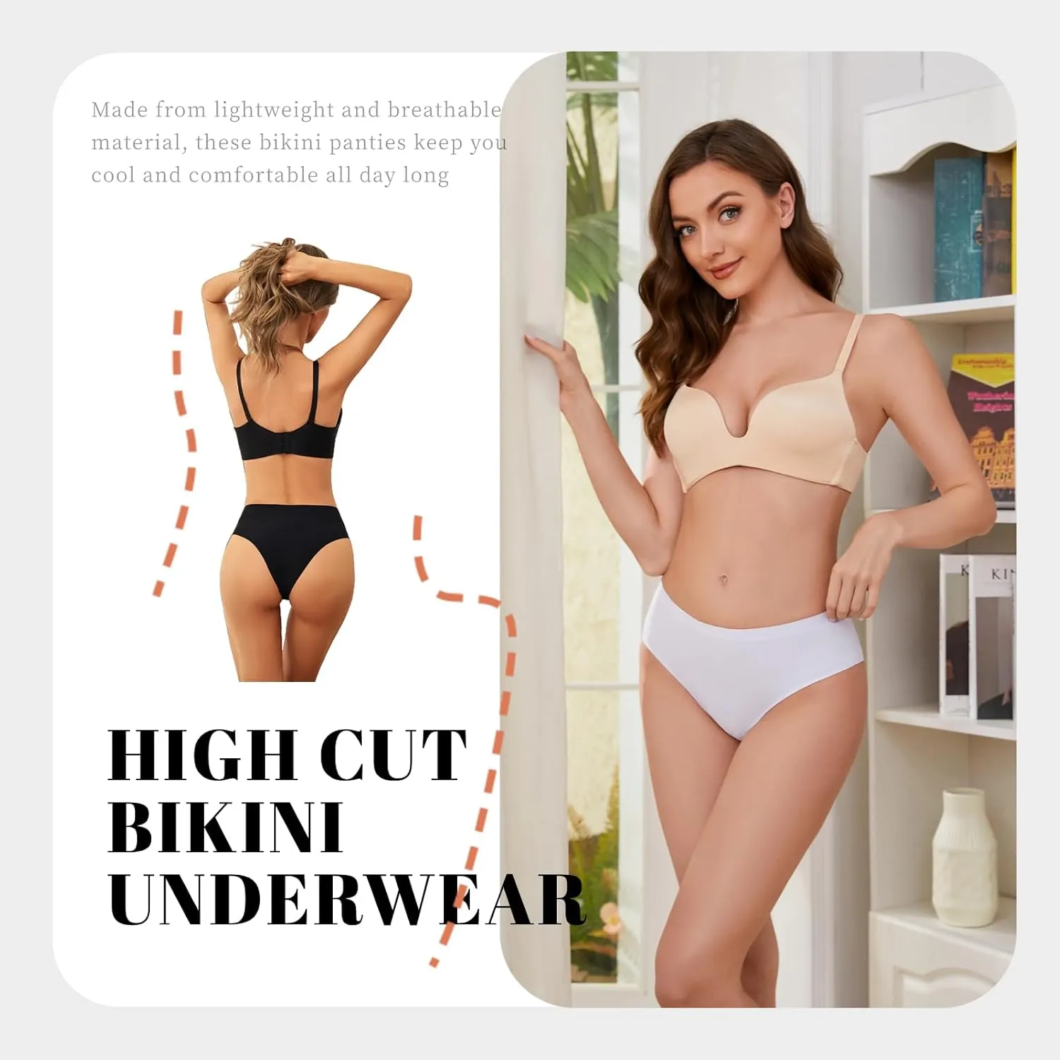 Seamless Underwear for Women High Waisted Bikini Panties Smoothing Soft Comfortable Sexy Underwear 5 Pack(S-XXL)