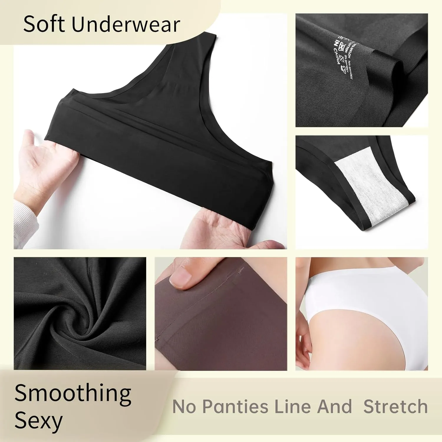 Seamless Underwear for Women High Waisted Bikini Panties Smoothing Soft Comfortable Sexy Underwear 5 Pack(S-XXL)
