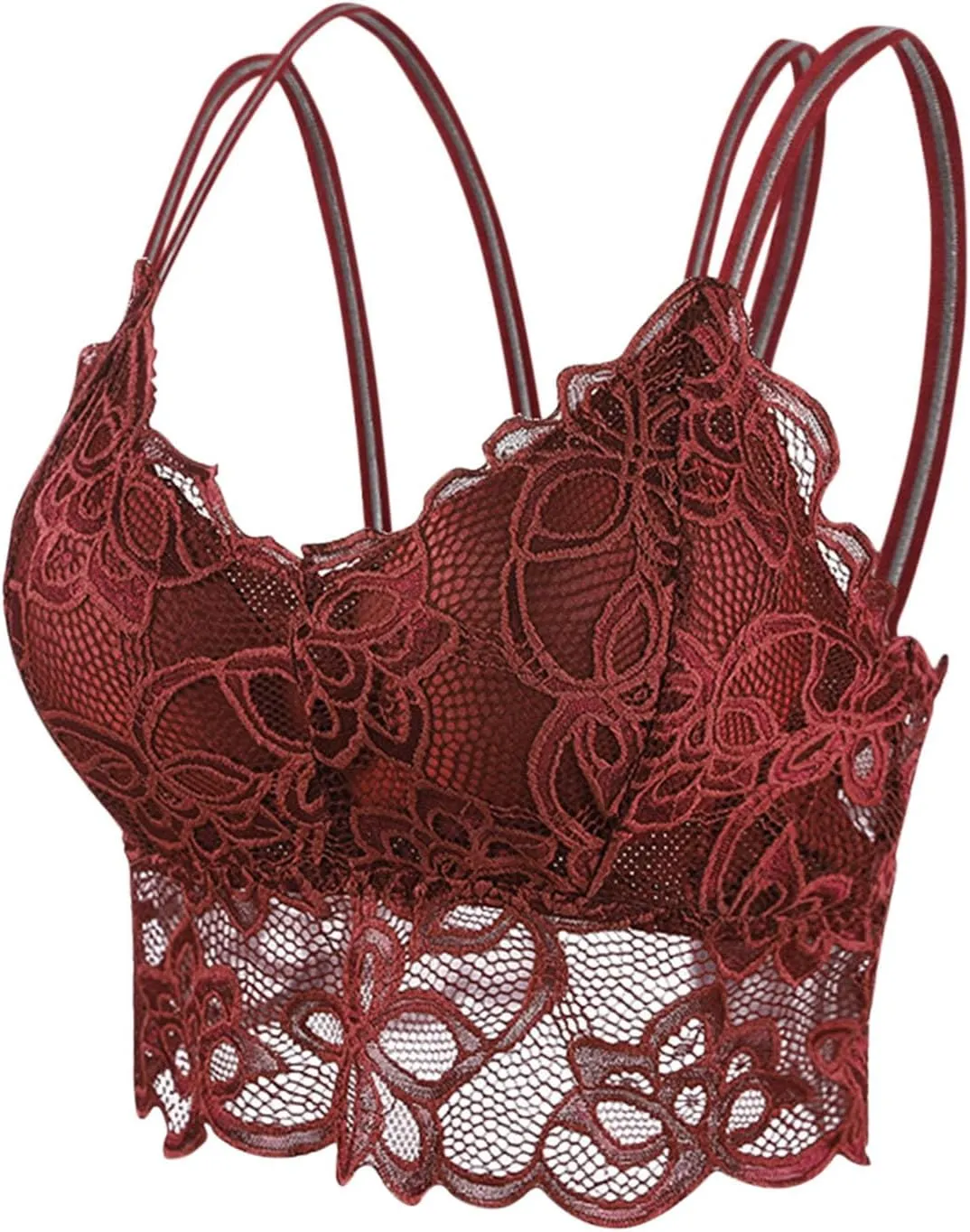 Sexy Floral Lace Bralettes Women Cross Back Wireless Bra Summer V Neck Casual Sport Crop Tops Yoga Workout Lingerie