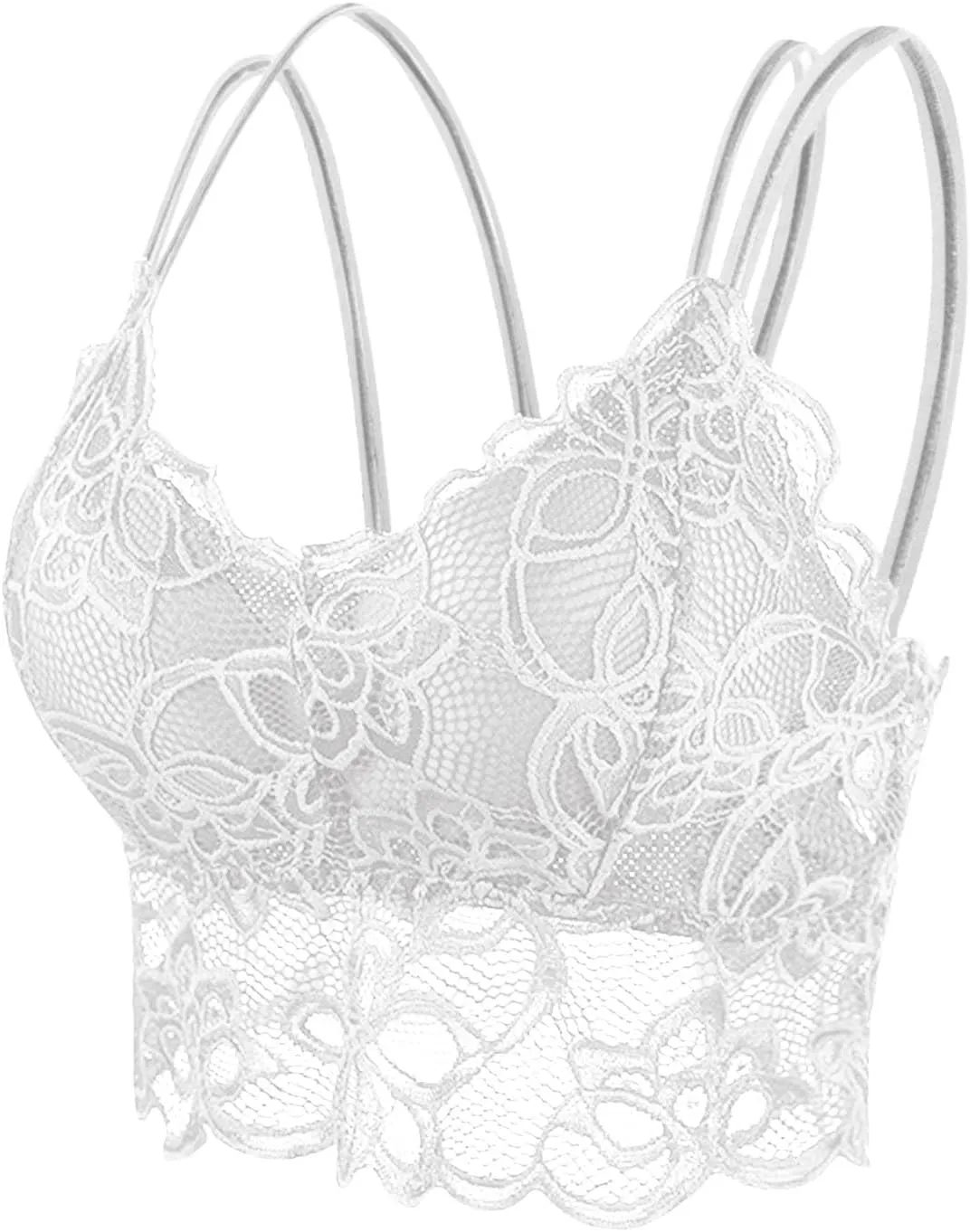 Sexy Floral Lace Bralettes Women Cross Back Wireless Bra Summer V Neck Casual Sport Crop Tops Yoga Workout Lingerie