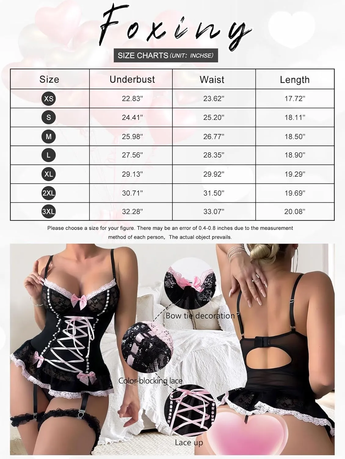 Sexy Rave Mesh Corset Ruffle Lace Up Underwire Sheer Garter Belt Babydoll Lingerie Set With Thong 3 Piece Women