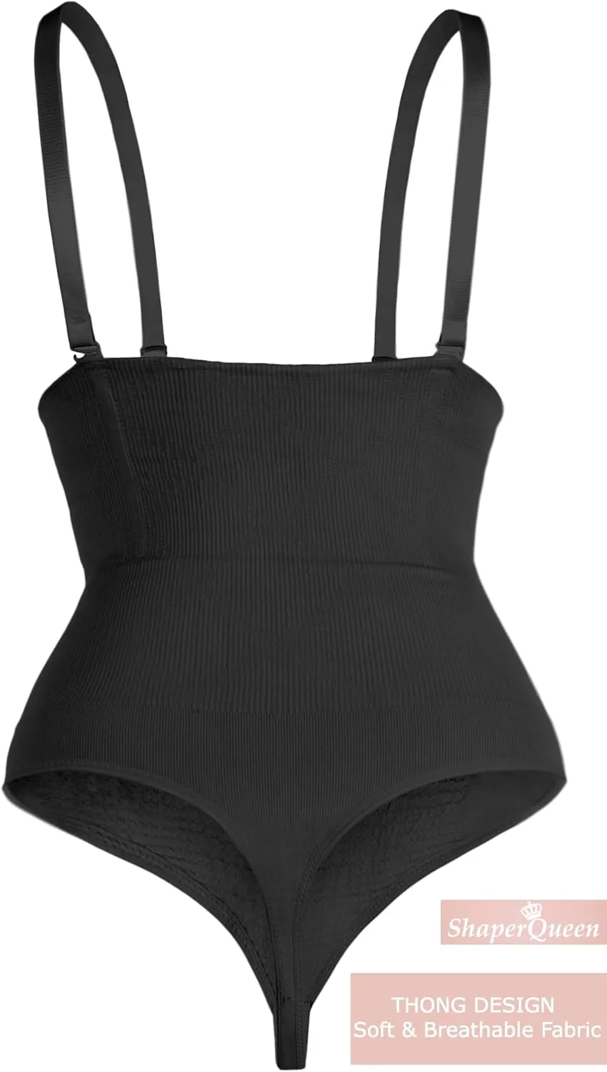 ShaperQueen102A Thong - Women Shapewear Panty Bodysuit High-Waisted Tummy Control Sexy Faja Girdle Cincher Body Shaper