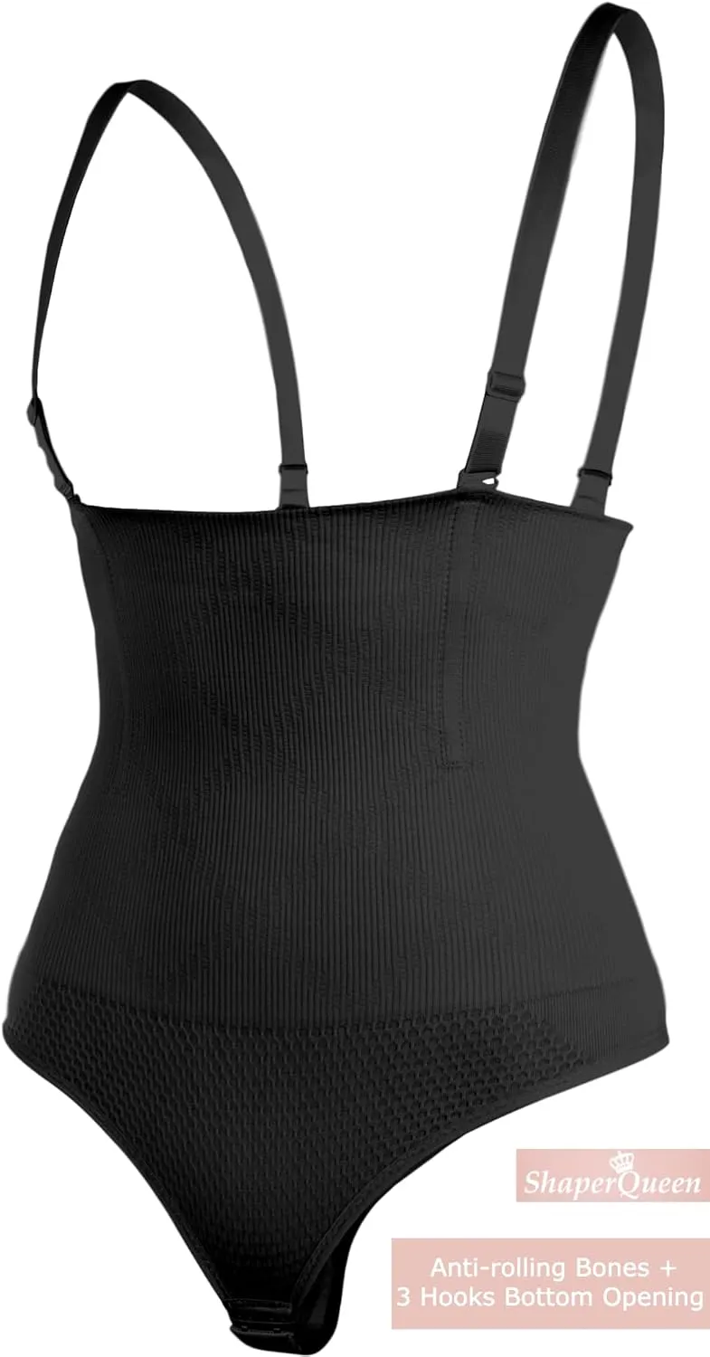 ShaperQueen102A Thong - Women Shapewear Panty Bodysuit High-Waisted Tummy Control Sexy Faja Girdle Cincher Body Shaper