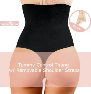 ShaperQueen102A Thong - Women Shapewear Panty Bodysuit High-Waisted Tummy Control Sexy Faja Girdle Cincher Body Shaper