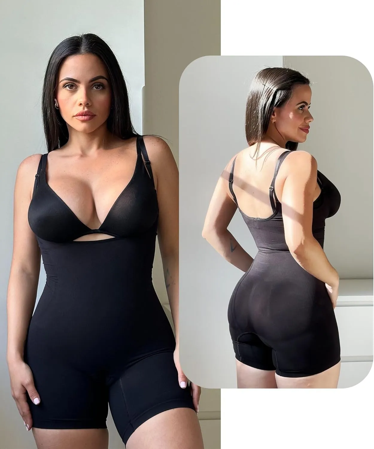 SHAPERX Open Bust Shapewear Tummy Control Bodysuits for Women Seamless Compression High Waisted Body Shaper