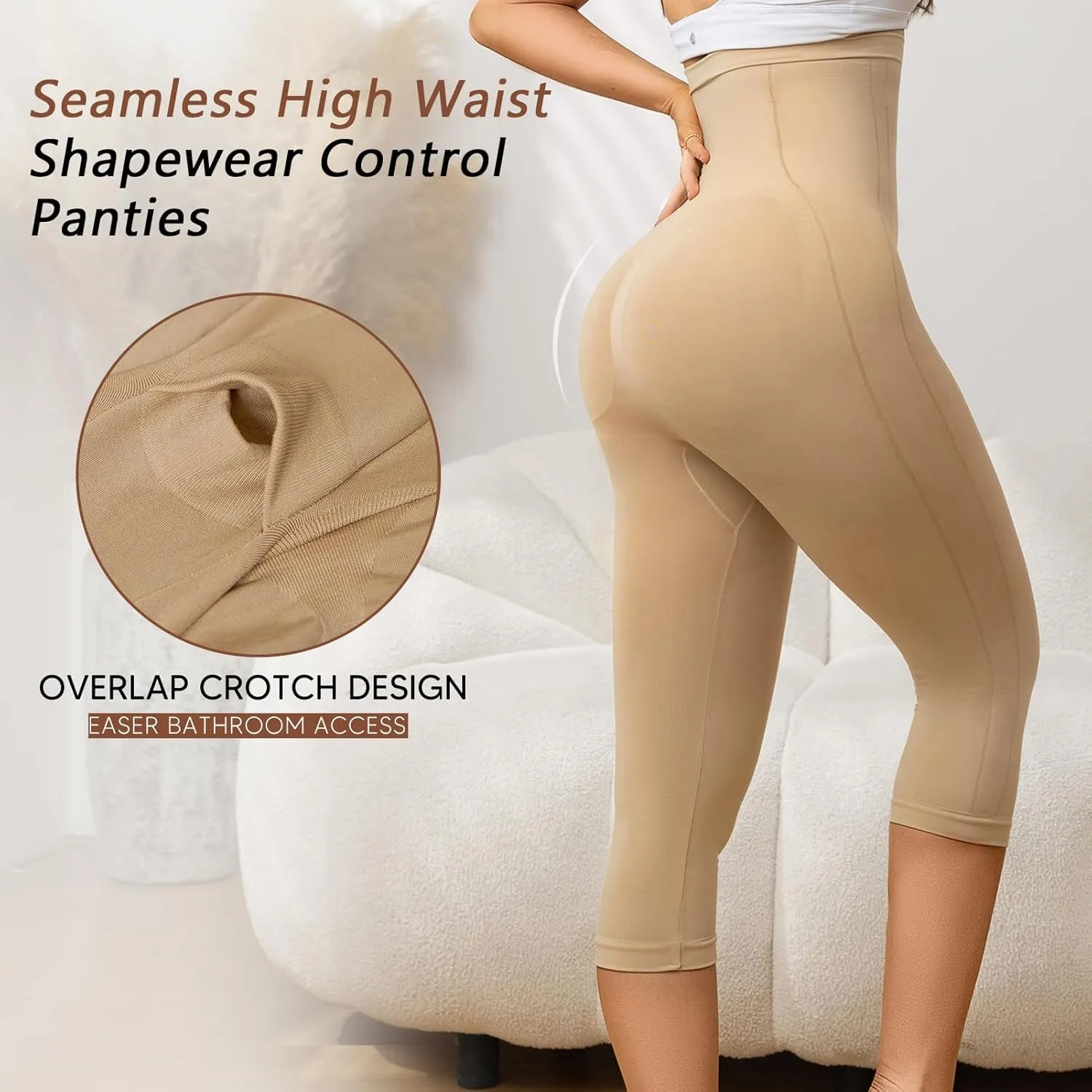 Shapewear Tummy Control Body Shaper High Waisted Butt Lifting Panties Thigh Slimmer Capri Leggings