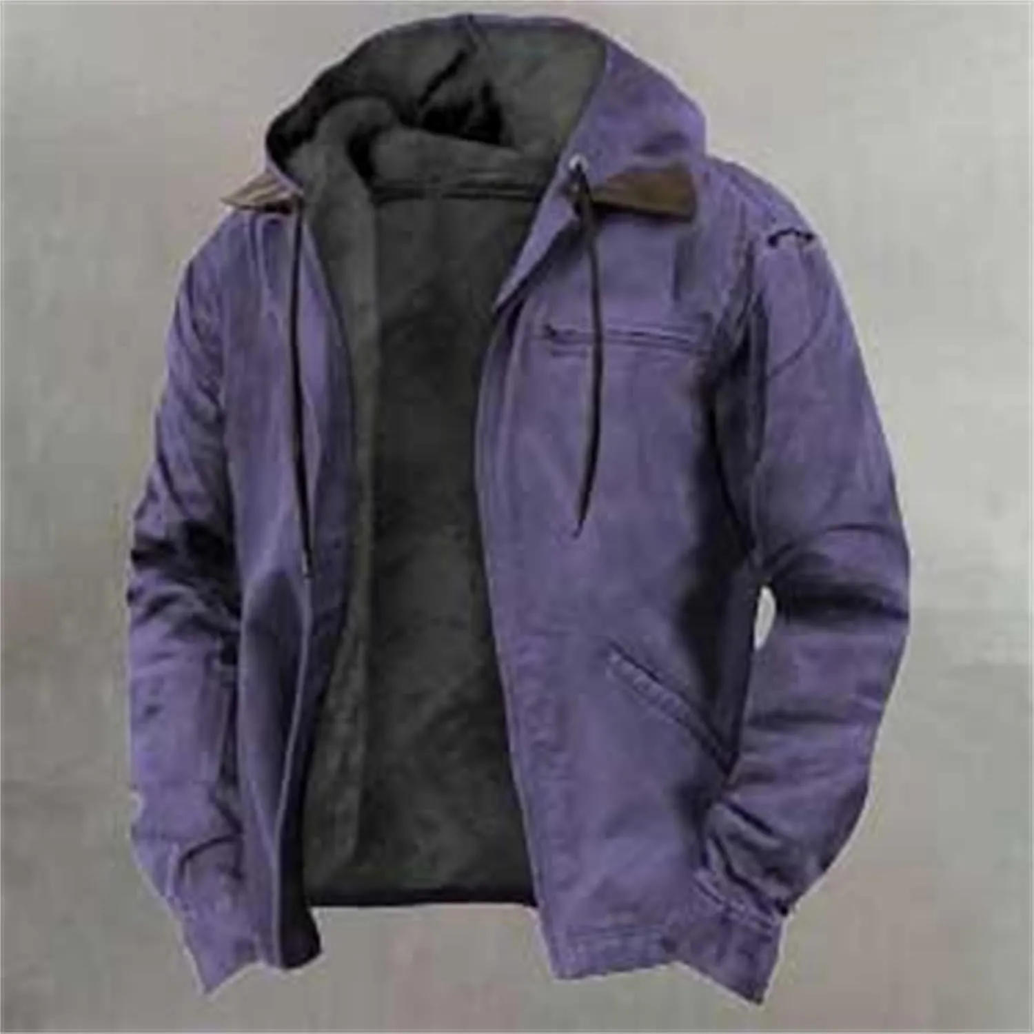Sherpa Lined Hooded for Men Heavyweight Sweatshirt Thick JacketClassic Lapel Thick Fleece Jackets Winter Warm Coats Mens