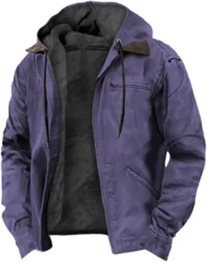 Sherpa Lined Hooded for Men Heavyweight Sweatshirt Thick JacketClassic Lapel Thick Fleece Jackets Winter Warm Coats Mens
