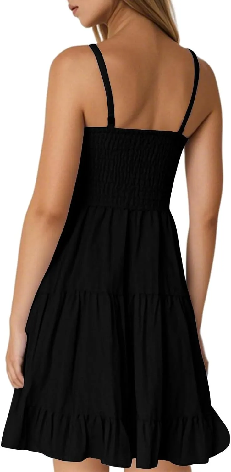 Short Summer Dresses for Women Casual Summer Slip Dress Spaghetti Strap Cami Dress Tiered Flowy Mini Dresses Camisole