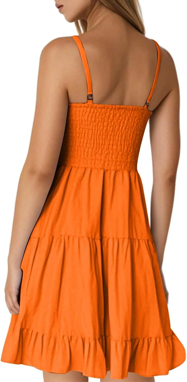 Short Summer Dresses for Women Casual Summer Slip Dress Spaghetti Strap Cami Dress Tiered Flowy Mini Dresses Camisole