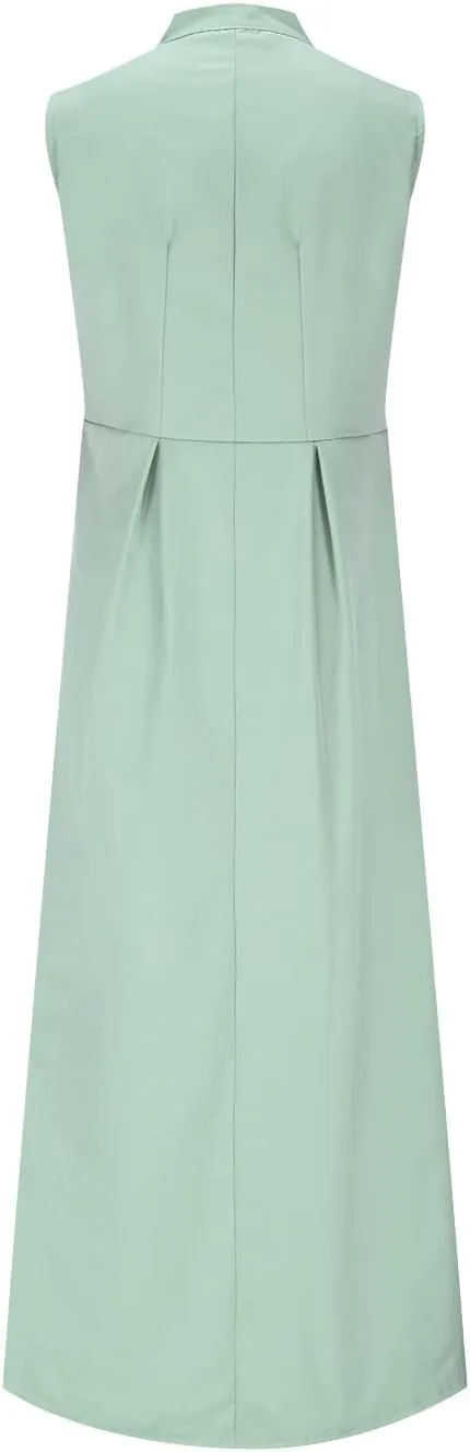 Sleeveless Zip Dress for Women Summer Casual Shift A-Line Dress Shift with Pleats