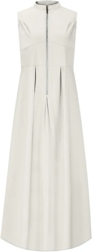 Sleeveless Zip Dress for Women Summer Casual Shift A-Line Dress Shift with Pleats