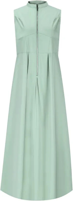 Sleeveless Zip Dress for Women Summer Casual Shift A-Line Dress Shift with Pleats