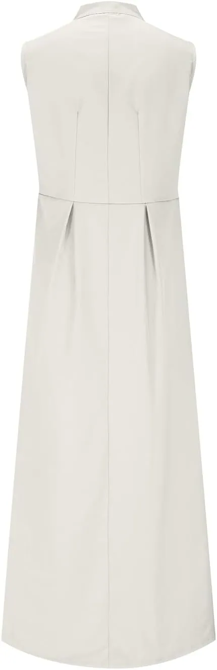 Sleeveless Zip Dress for Women Summer Casual Shift A-Line Dress Shift with Pleats