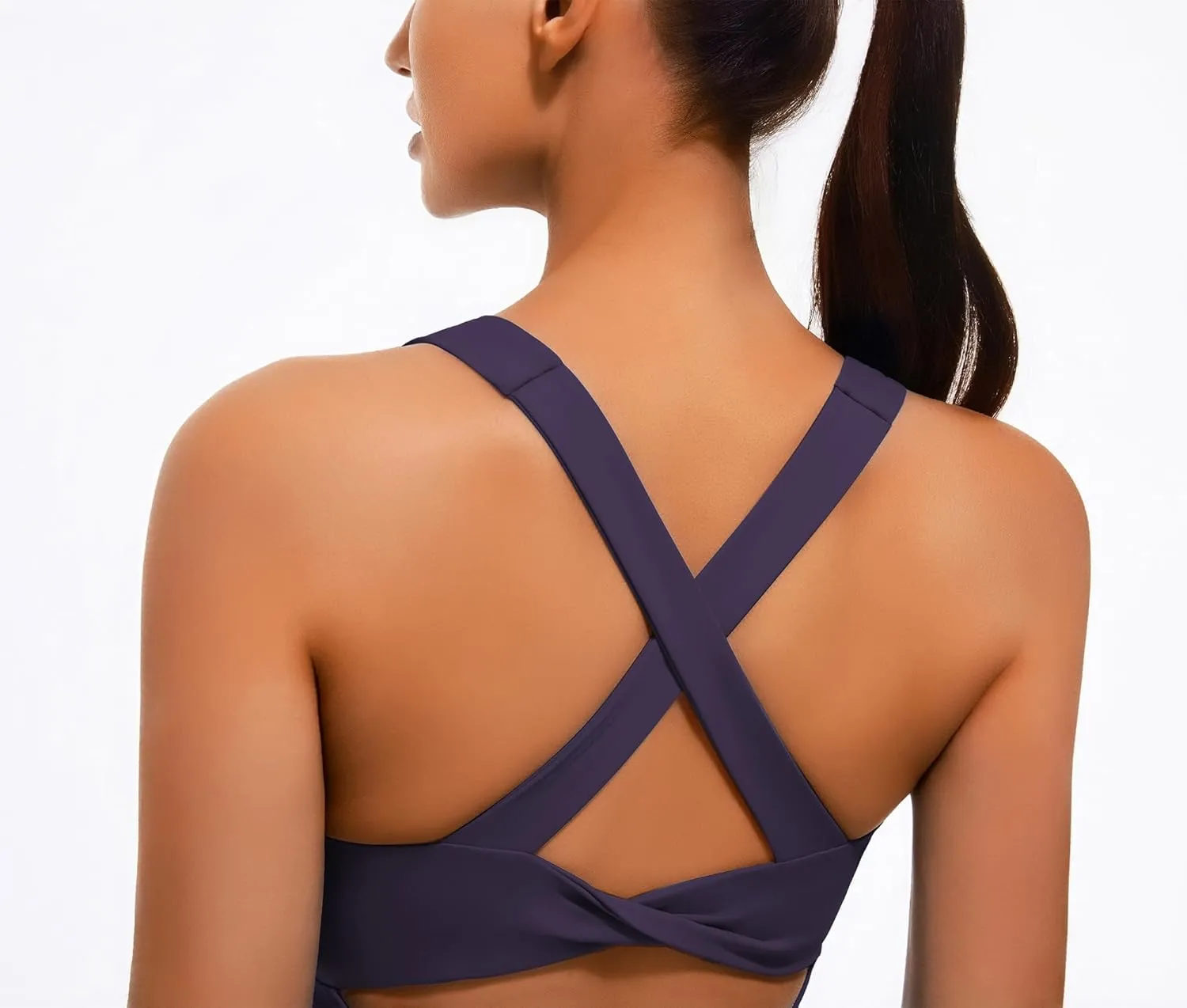 Smooth Workout Tank Top with Built-in Bra for Women – Cross Back Athletic Yoga Tops Breathable Stretchy Gym Pilates