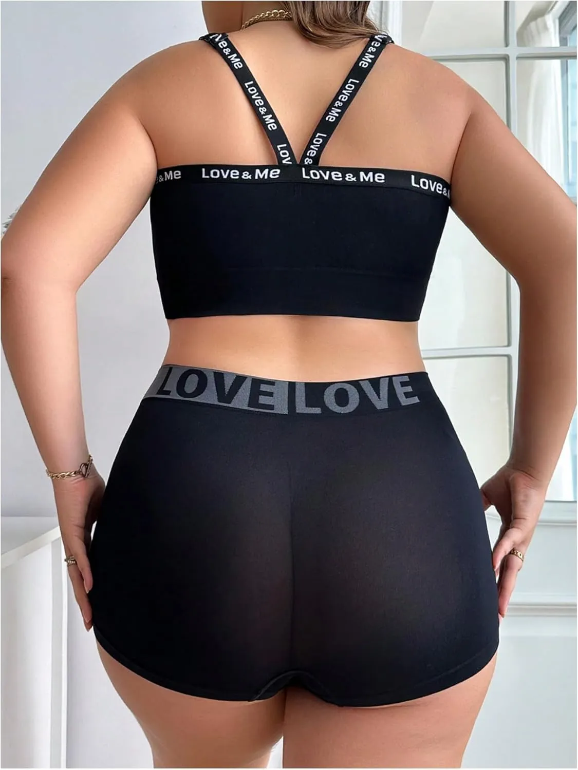 SOLY HUX Plus Size Lingerie for Women Matching Bra and Panty Sets for Curvy Women Bralette and Boyshorts Panties