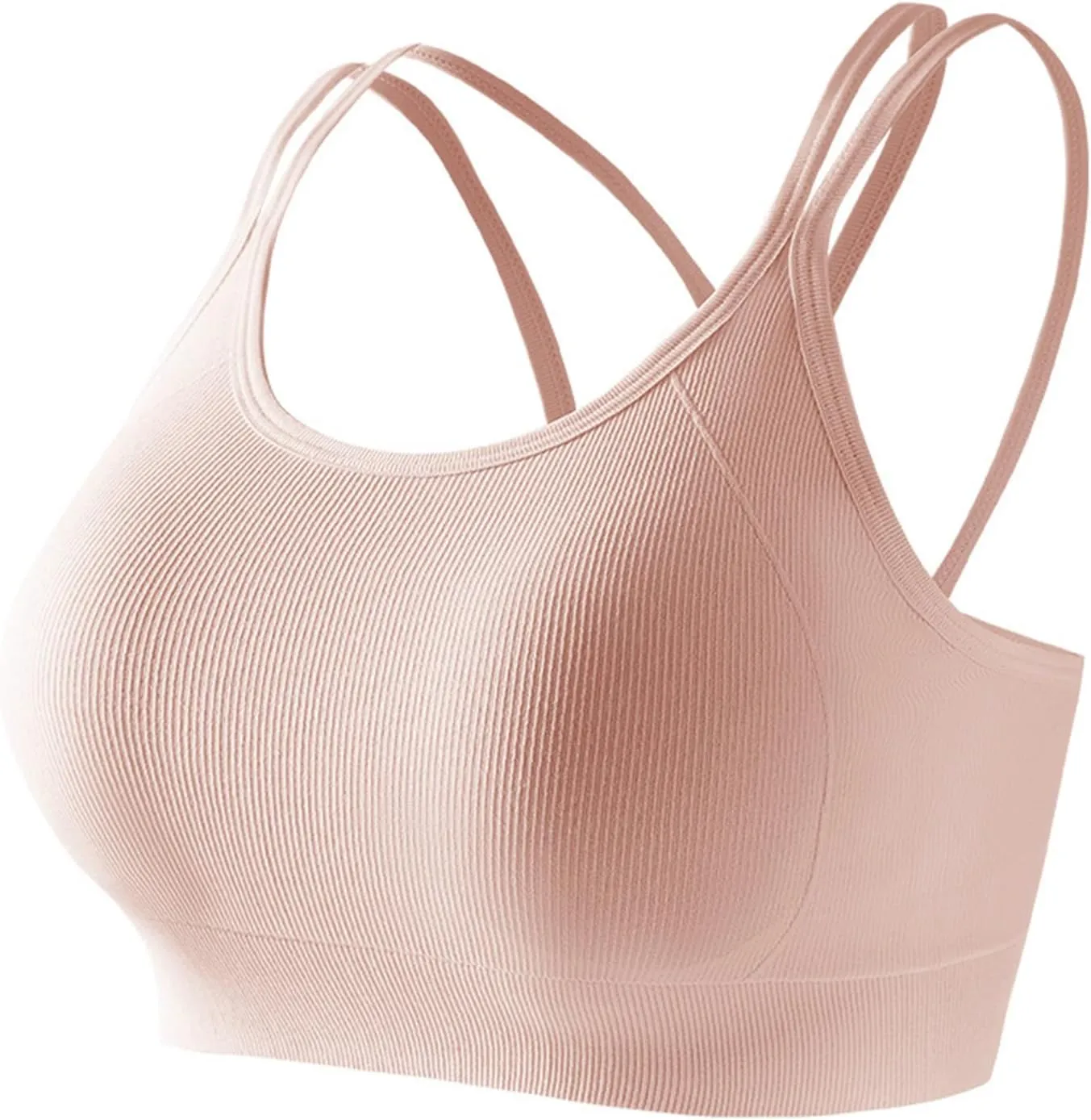 Sports Bra for Women Spaghetti Strap Athletic Bralette Medium Support Yoga Bra Comfy Running Workout Fitness Crop Top