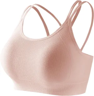 Sports Bra for Women Spaghetti Strap Athletic Bralette Medium Support Yoga Bra Comfy Running Workout Fitness Crop Top