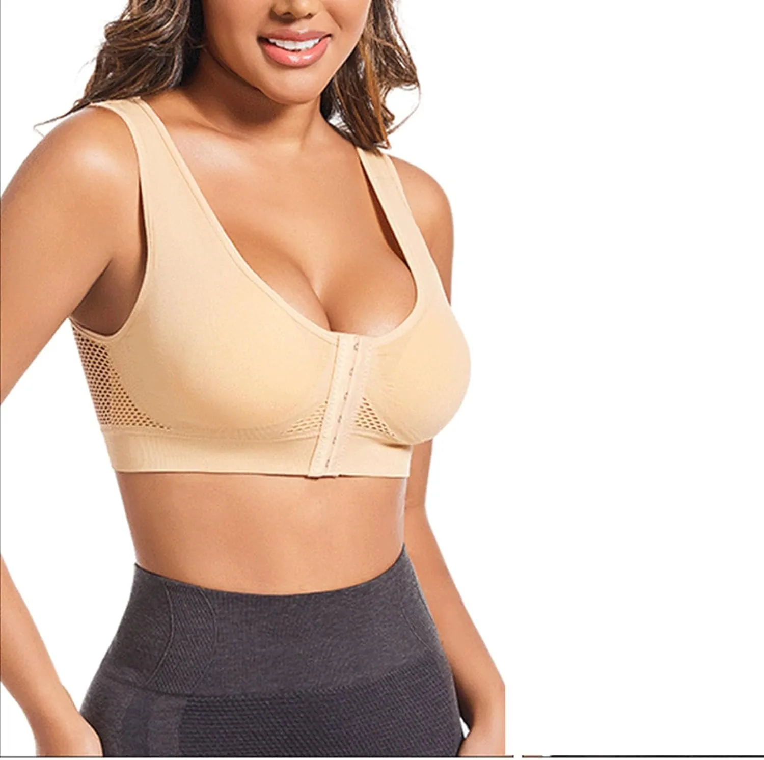 Sports Bras for Women Front Closure Comfort Yoga Tank Top Bra Breathable Stretch Support Fitness Workout Bra Plus Size