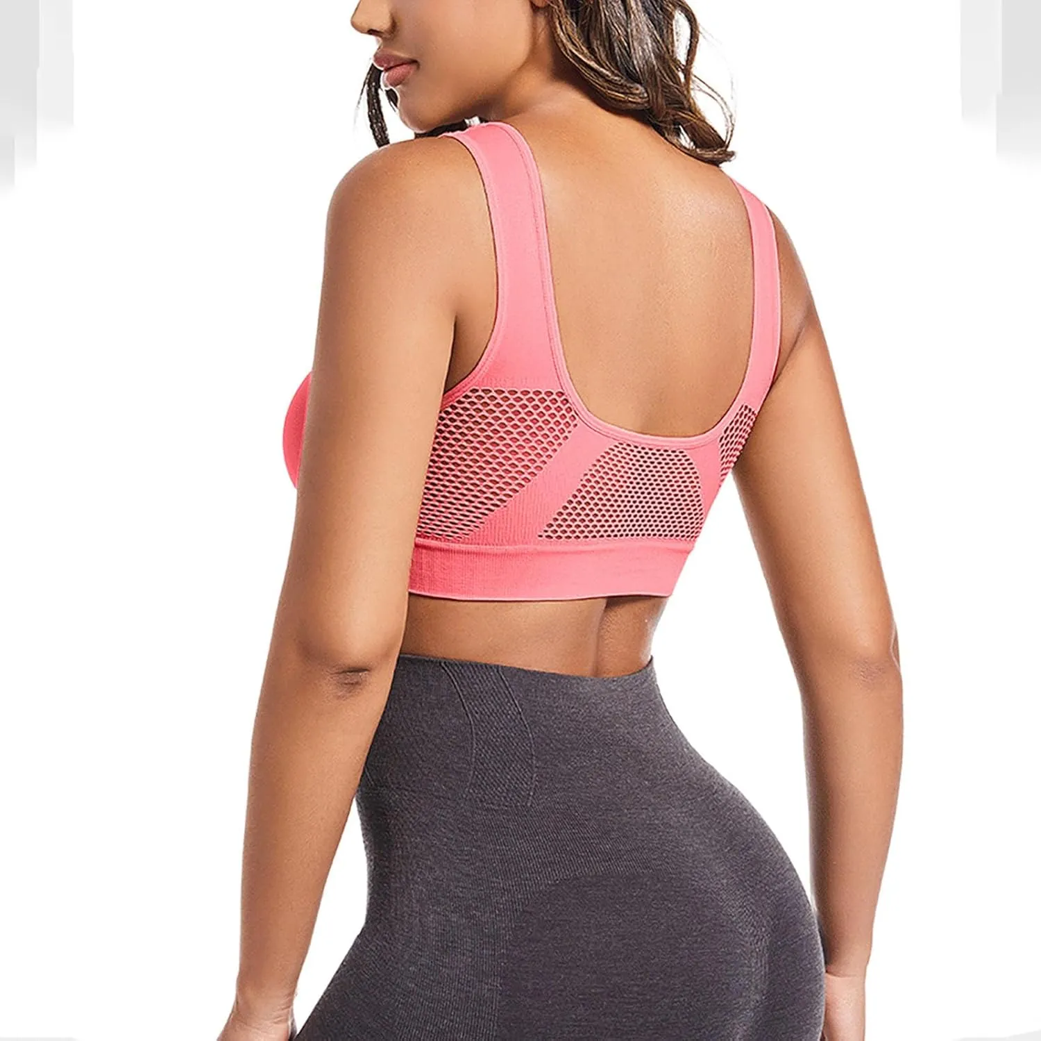 Sports Bras for Women Front Closure Comfort Yoga Tank Top Bra Breathable Stretch Support Fitness Workout Bra Plus Size