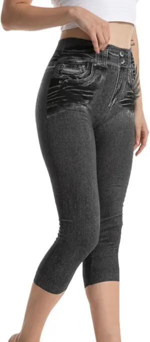 Stretchy Denim Capris for Ladies Slim Fit Summer Jean Pants High Waisted Hip Lifting Leggings Cropped Jeans
