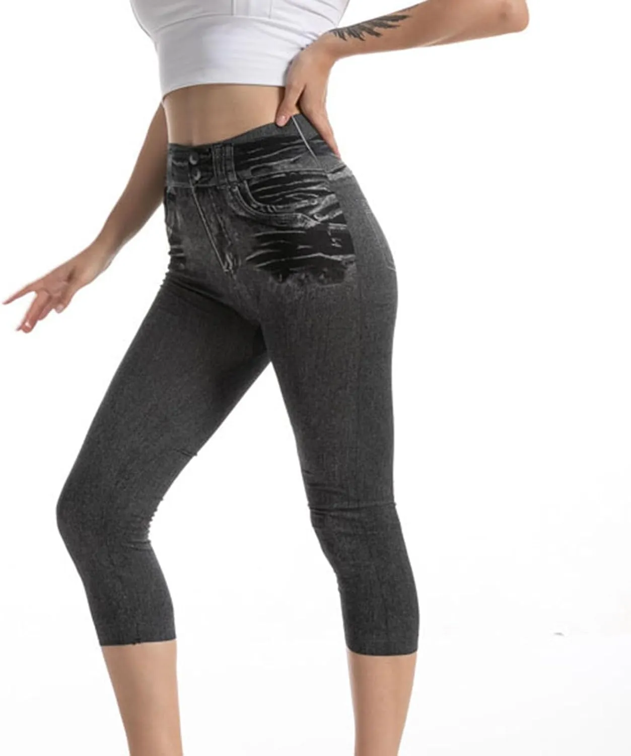 Stretchy Denim Capris for Ladies Slim Fit Summer Jean Pants High Waisted Hip Lifting Leggings Cropped Jeans