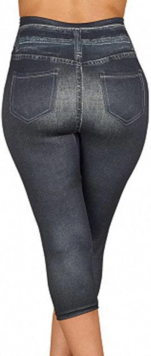 Stretchy Denim Capris for Ladies Slim Fit Summer Jean Pants High Waisted Hip Lifting Leggings Cropped Jeans