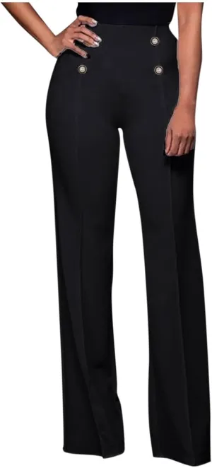 Stylish Elastic High Waist Straight Wide Leg Trousers for Womens Casual Lightweight Solid Color Soft Comfortable Button Pants