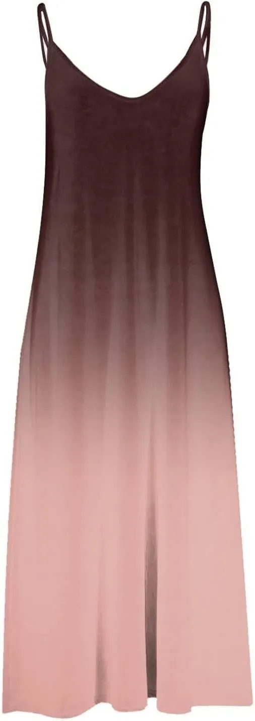 Summer Dresses for Women 2025 Vacation Floral Slip Dress Boho Maxi Sleeveless Dress Casual V Neck Beach Sundresses
