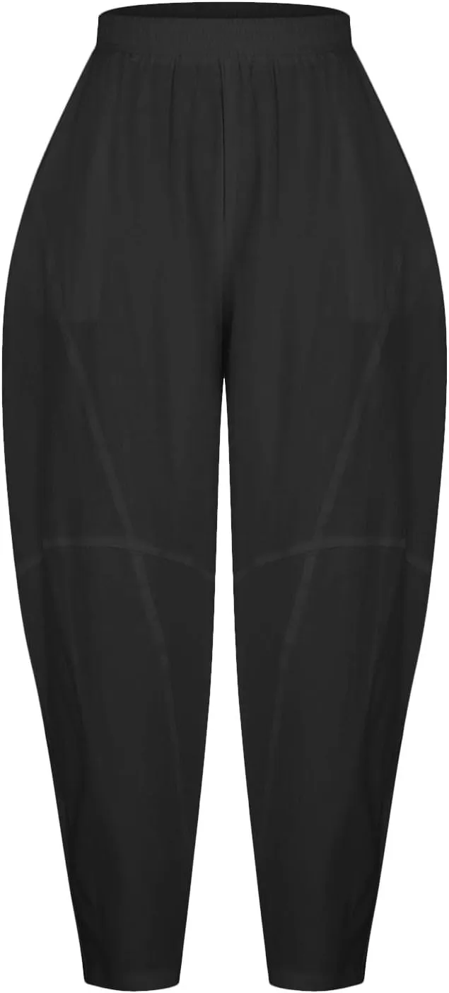 Summer Linen Harem Pants Womens Baggy Drop Crotch Boho Wide Leg Lantern Trousers Aladdin Bohemian Beach Yoga Pants