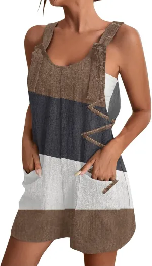Summer Rompers for Women 2025 Casual Loose Short Overalls Adjustable Shoulder Straps Shorts Overall with Pockets