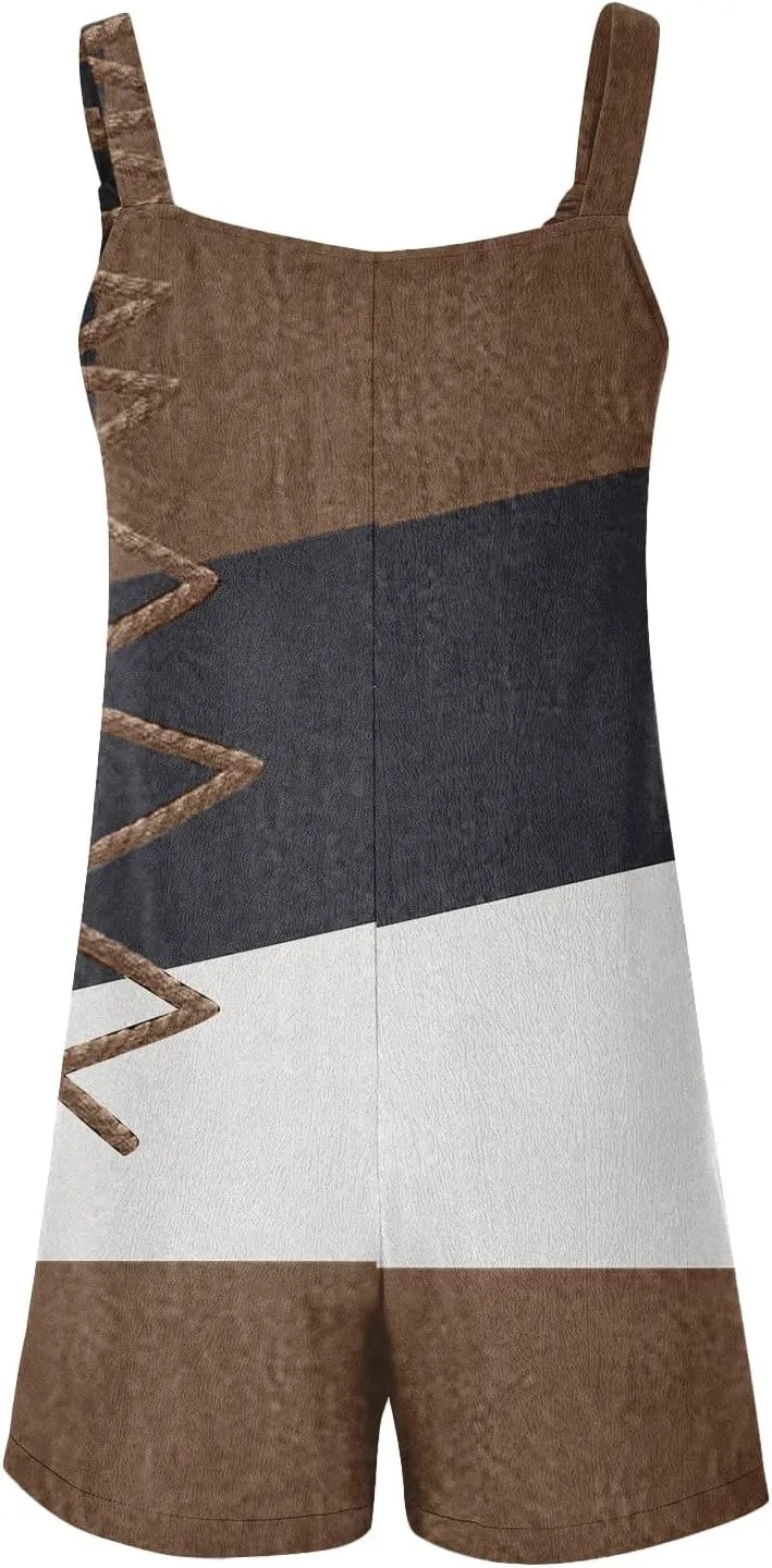 Summer Rompers for Women 2025 Casual Loose Short Overalls Adjustable Shoulder Straps Shorts Overall with Pockets
