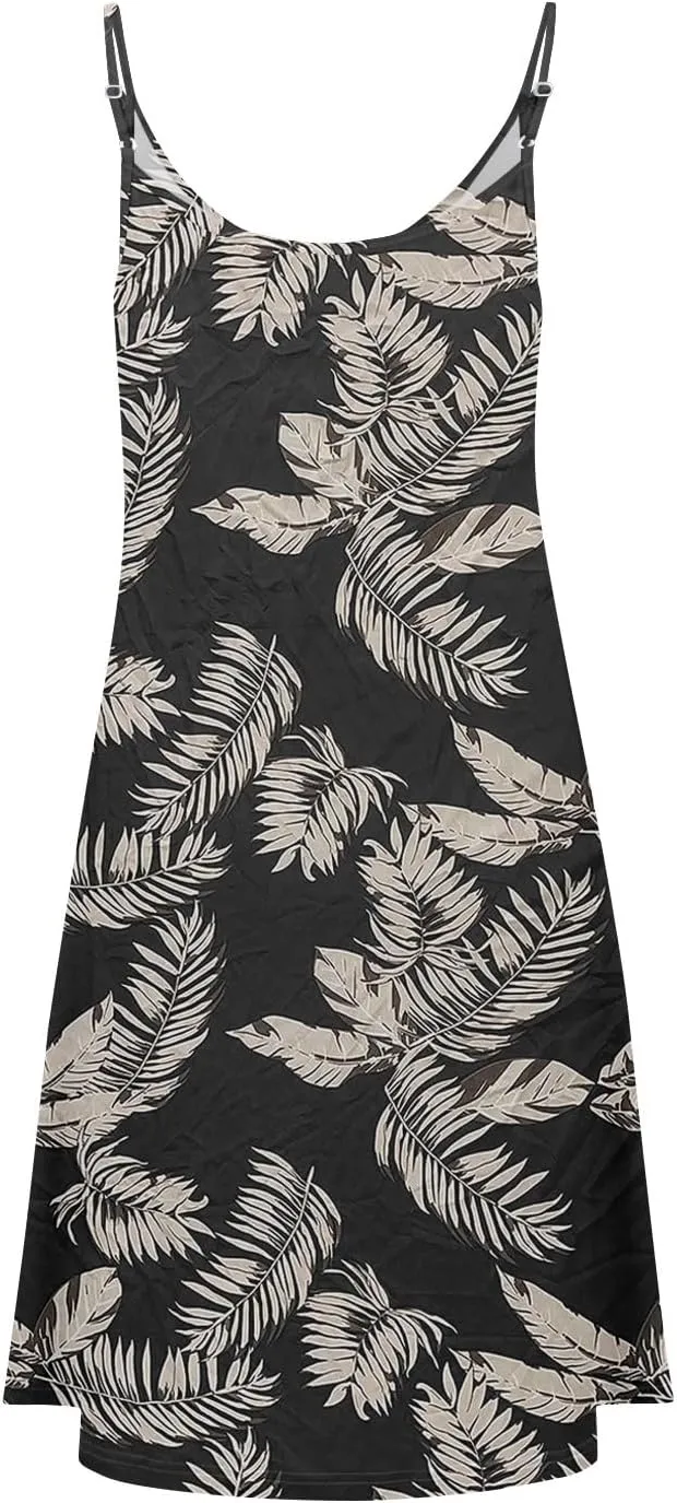 Sundresses for Women Spaghetti Strap Button Down Sleeveless Boho Floral Summer Dress Casual Beach Wear Swim Cover Ups