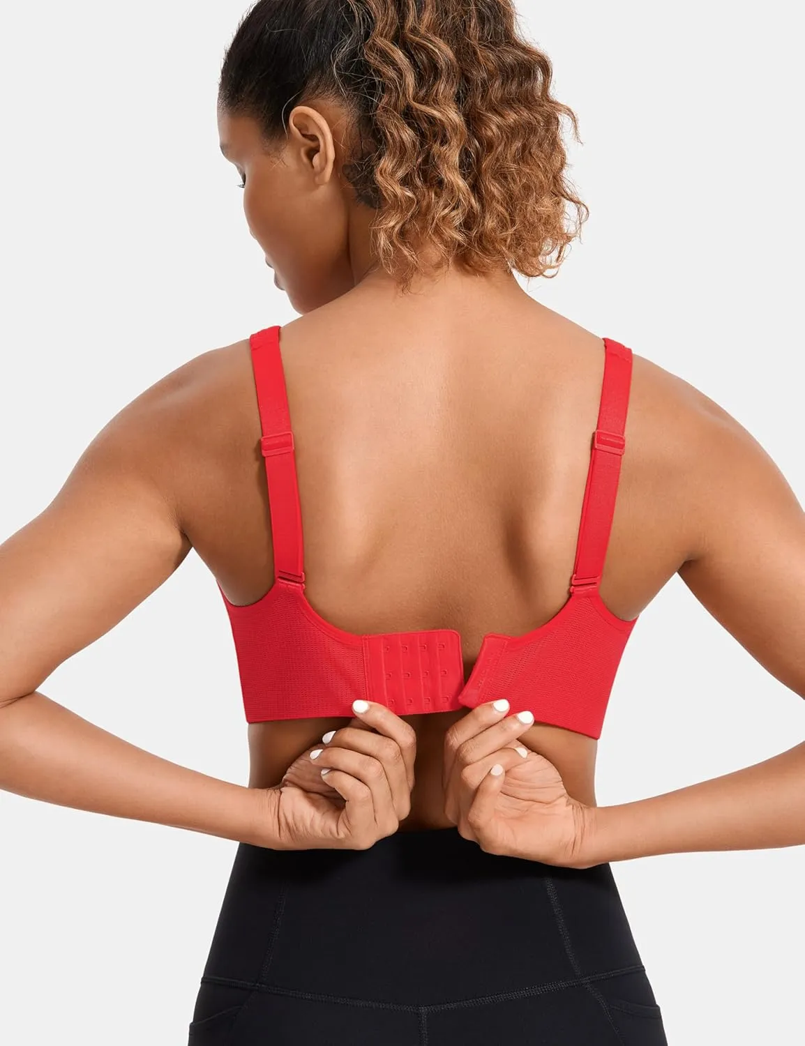 SYROKAN High Impact Sports Bras for Women High Support Front Mesh Panel Running Padded Wireless Bra