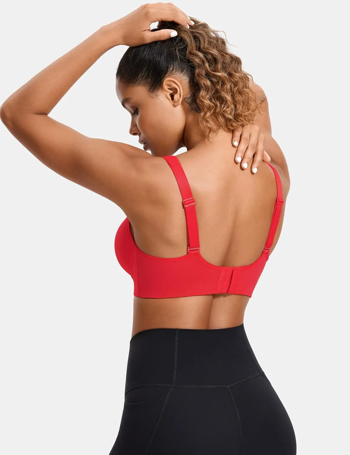 SYROKAN High Impact Sports Bras for Women High Support Front Mesh Panel Running Padded Wireless Bra