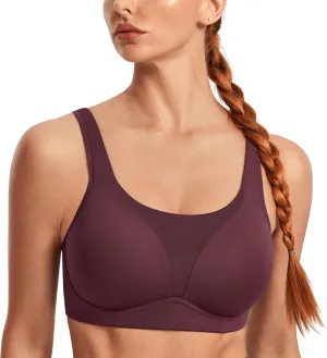 SYROKAN High Impact Sports Bras for Women High Support Front Mesh Panel Running Padded Wireless Bra