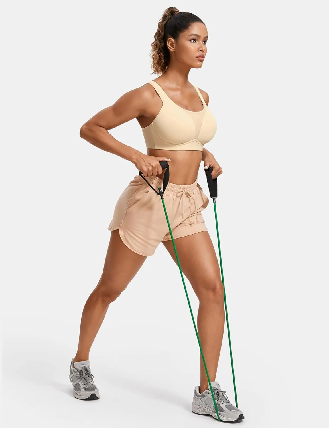 SYROKAN High Impact Sports Bras for Women High Support Front Mesh Panel Running Padded Wireless Bra