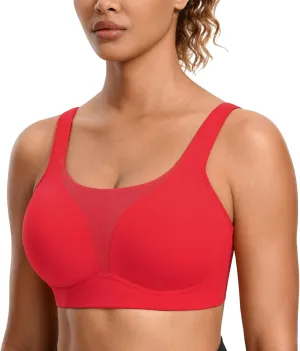 SYROKAN High Impact Sports Bras for Women High Support Front Mesh Panel Running Padded Wireless Bra
