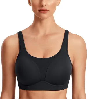 SYROKAN High Impact Sports Bras for Women High Support Front Mesh Panel Running Padded Wireless Bra