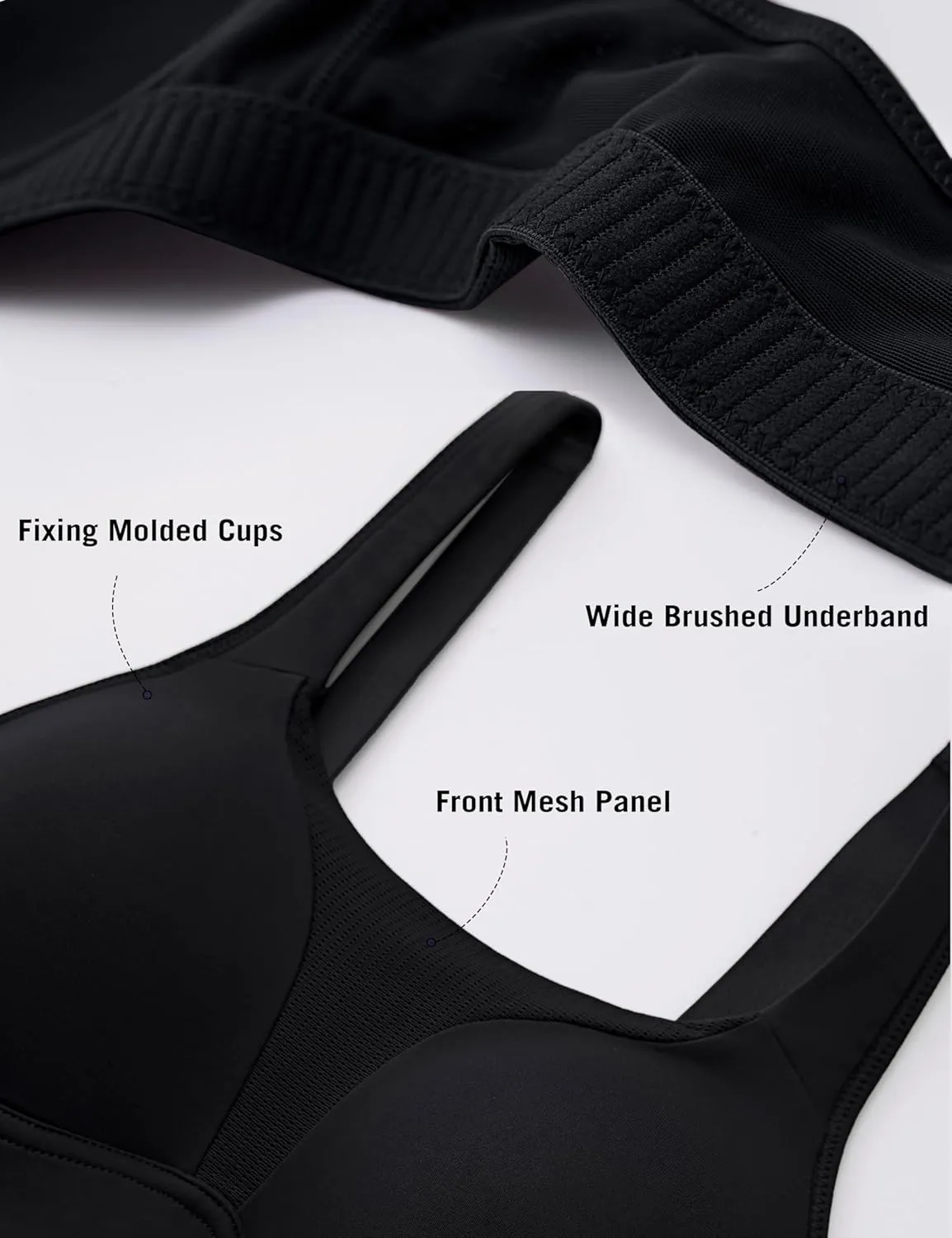 SYROKAN High Impact Sports Bras for Women High Support Front Mesh Panel Running Padded Wireless Bra