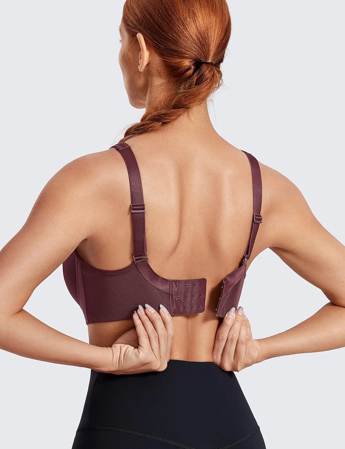 SYROKAN High Impact Sports Bras for Women High Support Front Mesh Panel Running Padded Wireless Bra