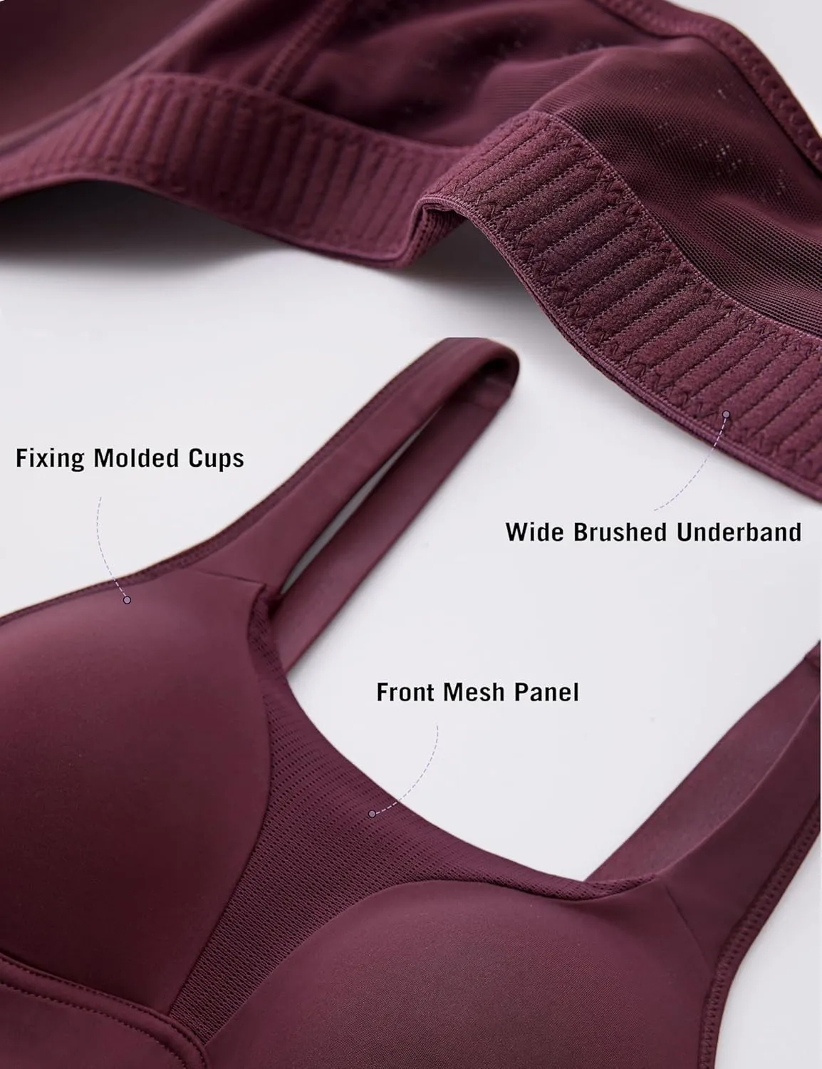 SYROKAN High Impact Sports Bras for Women High Support Front Mesh Panel Running Padded Wireless Bra