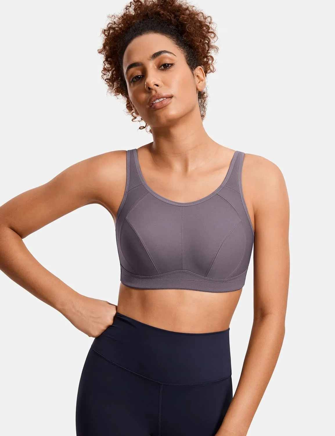 SYROKAN Plus Size Sports Bras for Women High Support Full Coverage High Neck No Padded Wireless Bra