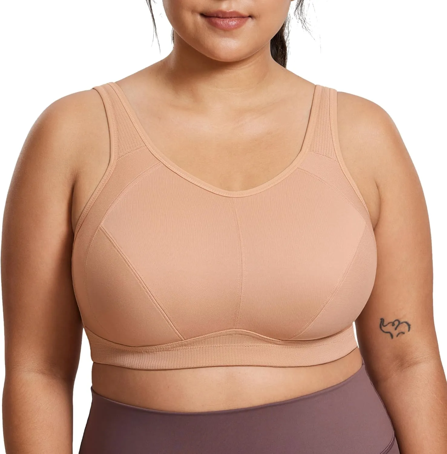 SYROKAN Plus Size Sports Bras for Women High Support Full Coverage High Neck No Padded Wireless Bra