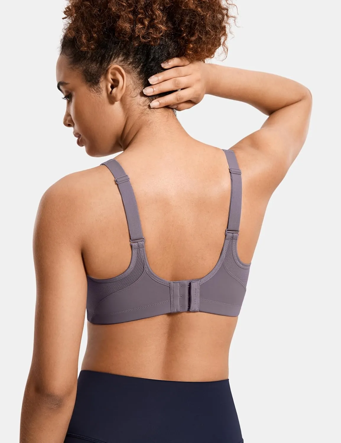 SYROKAN Plus Size Sports Bras for Women High Support Full Coverage High Neck No Padded Wireless Bra