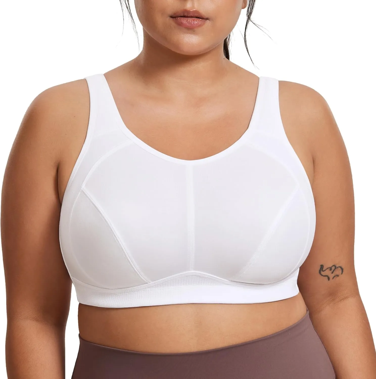 SYROKAN Plus Size Sports Bras for Women High Support Full Coverage High Neck No Padded Wireless Bra