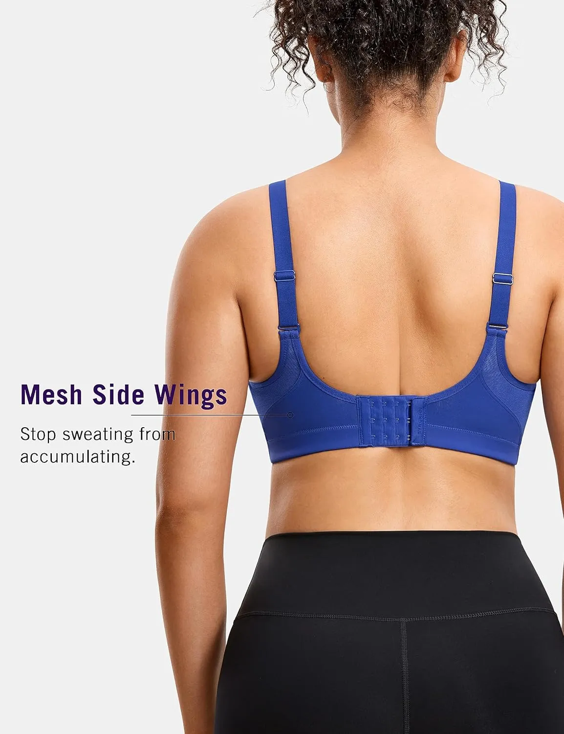 SYROKAN Plus Size Sports Bras for Women High Support Full Coverage High Neck No Padded Wireless Bra