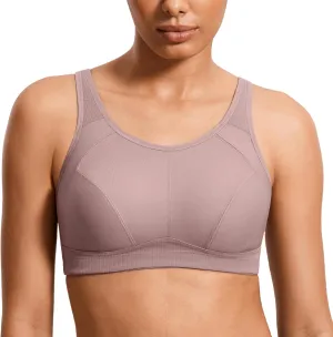 SYROKAN Plus Size Sports Bras for Women High Support Full Coverage High Neck No Padded Wireless Bra