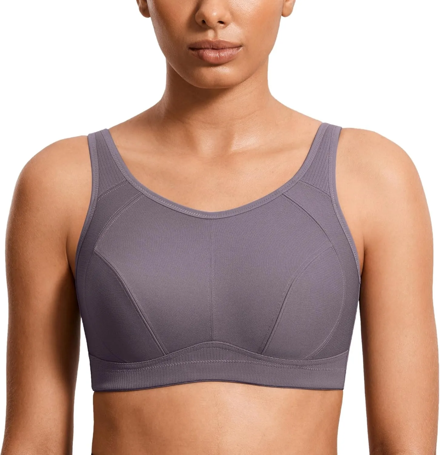 SYROKAN Plus Size Sports Bras for Women High Support Full Coverage High Neck No Padded Wireless Bra