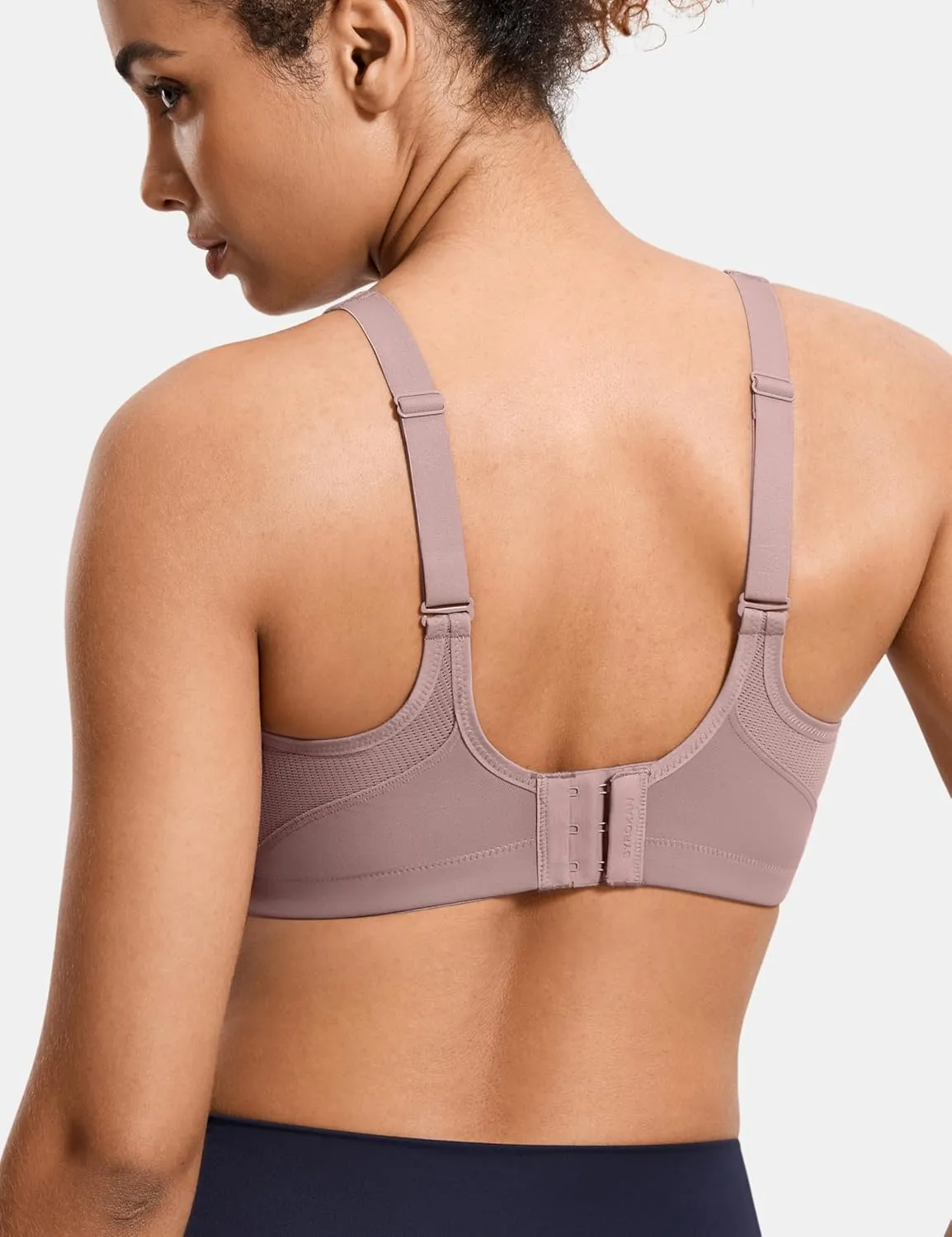 SYROKAN Plus Size Sports Bras for Women High Support Full Coverage High Neck No Padded Wireless Bra